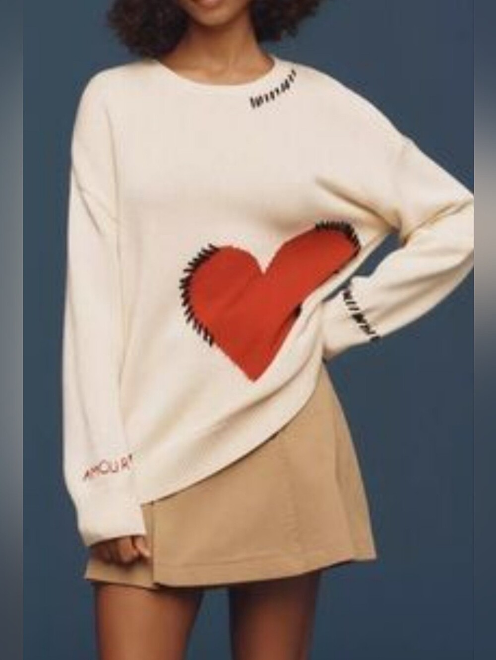 Anthropologie Maeve Sweater With Heart Design